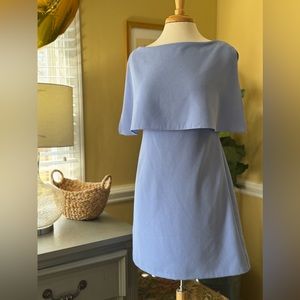 Adrianna Papell Periwinkle Crepe Shift Mini Dress w/ Cape Popover - Size 4